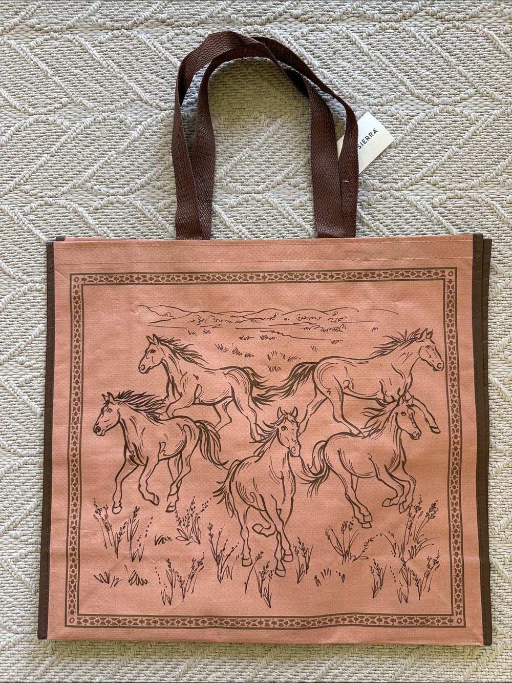 Western Horses Reusable Shopping Tote Bag - NEW
